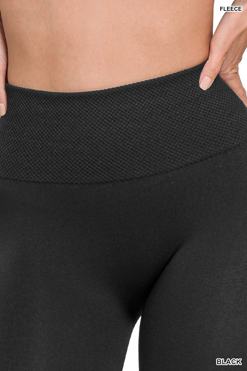 High Waist Diamond Shape Band Fleece Leggings